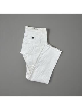 Taverniti So Jeans Janis Tape 14 White Crop Jeans Women's 29 Y2K Raw Hem 32x26